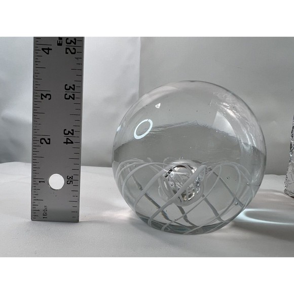 Vtg Paperweight Clear Art Glass Ball With Spiral‎ Design Collectible Decoration - Picture 4 of 5